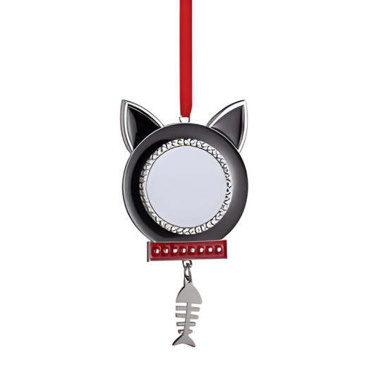 Metal Christmas Ornament Custom Tree Decoration - Cat Head and Bone Shape